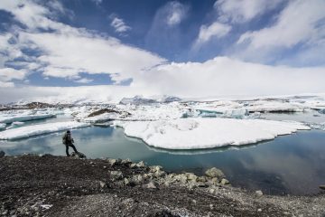 Ľadovec a ľadovcové jazero Fjallsárlón, Island